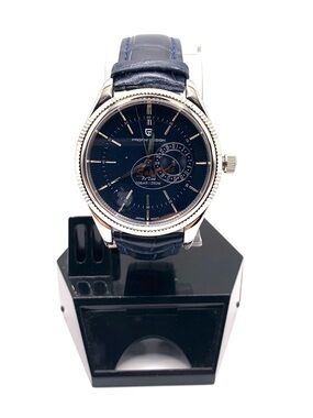 Men's Blue Leather Strap Dress Watch